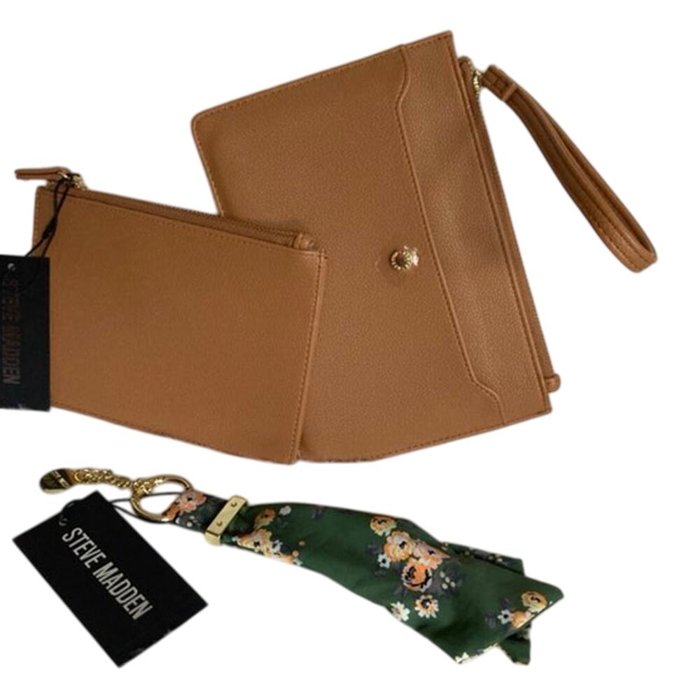 Brand New Steve Madden Wristlet/ Wallets 3 Pcs.Saddle ( brown- camel) Box Set Sc
